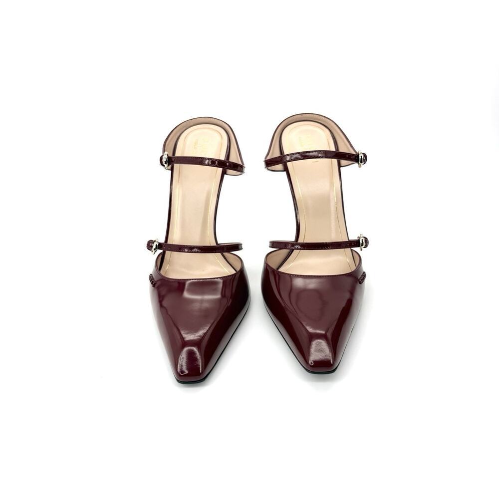 NIB Gucci Rosso Ancora Red 40 US 10 Buckle Strap Transparent Wedge Mule Sandals - Picture 5 of 15